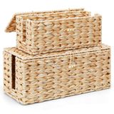 Caixa De Gerenciamento De Cabos Posprica Handwoven Rattan, Pacote Com 2
