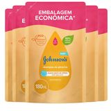 Kit Shampoo Infantil Johnson&#39;s Baby Refil Tradicional 180ml - 5 Unidades