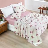 Jogo De Cama Casal Estampado 04 Peças 200 Fios Avere Borboletas Borboletas