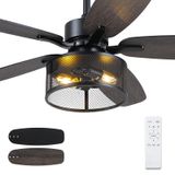 Ventilador De Teto Hounberi Farmhouse 48cm Com Luz E Controle Remoto Preto
