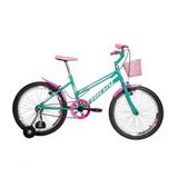 Bicicleta Aro 20 Feminina Infantil Roda Lateral Tridal - Azul Turquesa - 14