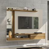 Painel Para Tv Até 55 Polegadas Com Led Espelhos Vidro E 1 Porta Multimóveis Cr45284 Off White/cinamomo