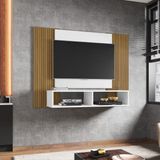 Painel Para Tv Até 42 Polegadas Com Nichos Multimóveis Cr45289 Branco/ripado