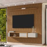 Painel Para Tv Até 85 Polegadas Ripado Com 1 Gaveta E Nicho Multimóveis Cr45283 Naturalle/off White