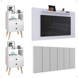 Kit 2 Mesinhas Retrô Dream Cabeceira Quarto Cama Box Casal 1,40 Júlia Corino Painel Tv 48 Polegadas Samba Branco Decoração Sala - Lojas Rpm