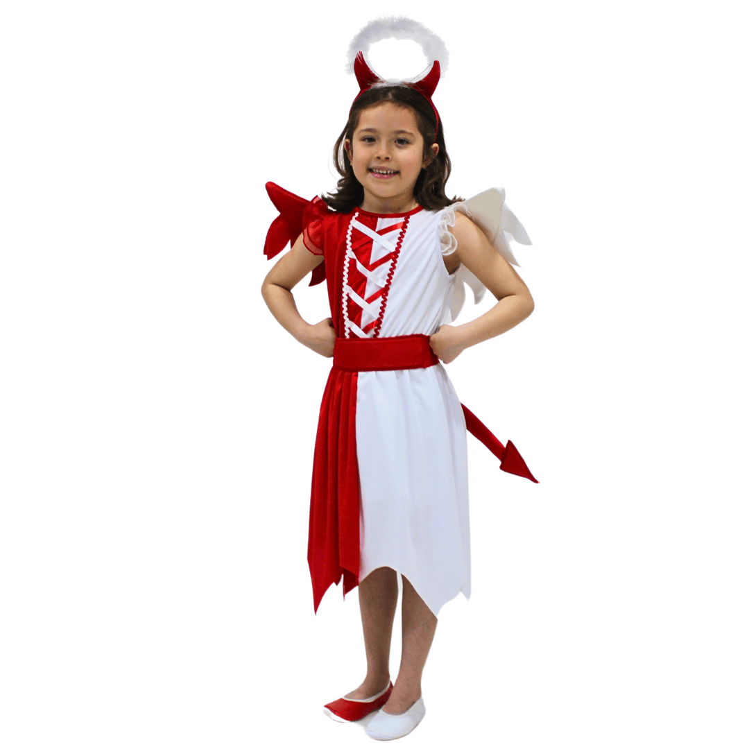 Fantasia Infantil Anjo E Diaba Com Acessórios Para Caranval E Halloween P