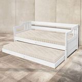 Sofá Cama Solteiro De Madeira Retrô Branca - Branco