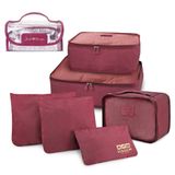 Kit Organizador De Malas 6 Peças + Necessaire Rocambole Vinho