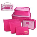 Kit Organizador De Malas 6 Peças + Necessaire Rocambole Pink
