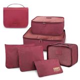 Kit Organizador De Malas 6 Peças + Necessaire Com Gancho Vinho