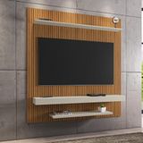 Painel Para Tv Até 60 Polegadas Com Prateleiras Multimóveis Cr45286 Ripado Off White