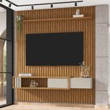 Painel Para Tv Até 75 Polegadas Ripado Com 1 Gaveta E Nicho Multimóveis Cr45288 Naturalle Off White