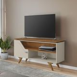 Rack Para Tv Até 50 Polegadas Com Nichos E 1 Porta Multimóveis Cr45297 Off White Naturalle