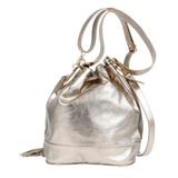 Bolsa Saco Feminina Transversal Tiracolo Couro Prata Velha