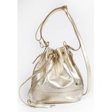 Bolsa Saco Transversal Feminina Tiracolo Couro Ouro Light