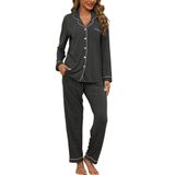 Conjunto De Pijama Feminino Zmj, Camisa E Calça De Manga Comprida, Tamanho M, Cinza