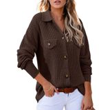 Café Shacket Astylish Button Down Waffle Knit Para Mulheres
