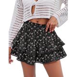 Saias Lomon Flowy Ruffle, Saia Em Camadas, Cintura Alta, Crochê, Y2k