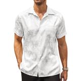 Camisa Coofandy Vestido Luxuoso De Seda Acetinada, Manga Curta, Branca, Masculina