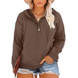 Moletom Feminino Eytino Com Capuz Com Botões Plus Size 5x Marrom