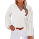 Blusa Feminina Eytino, Tamanho Grande, Verão, Decote Em V, Chiffon 3x Branca