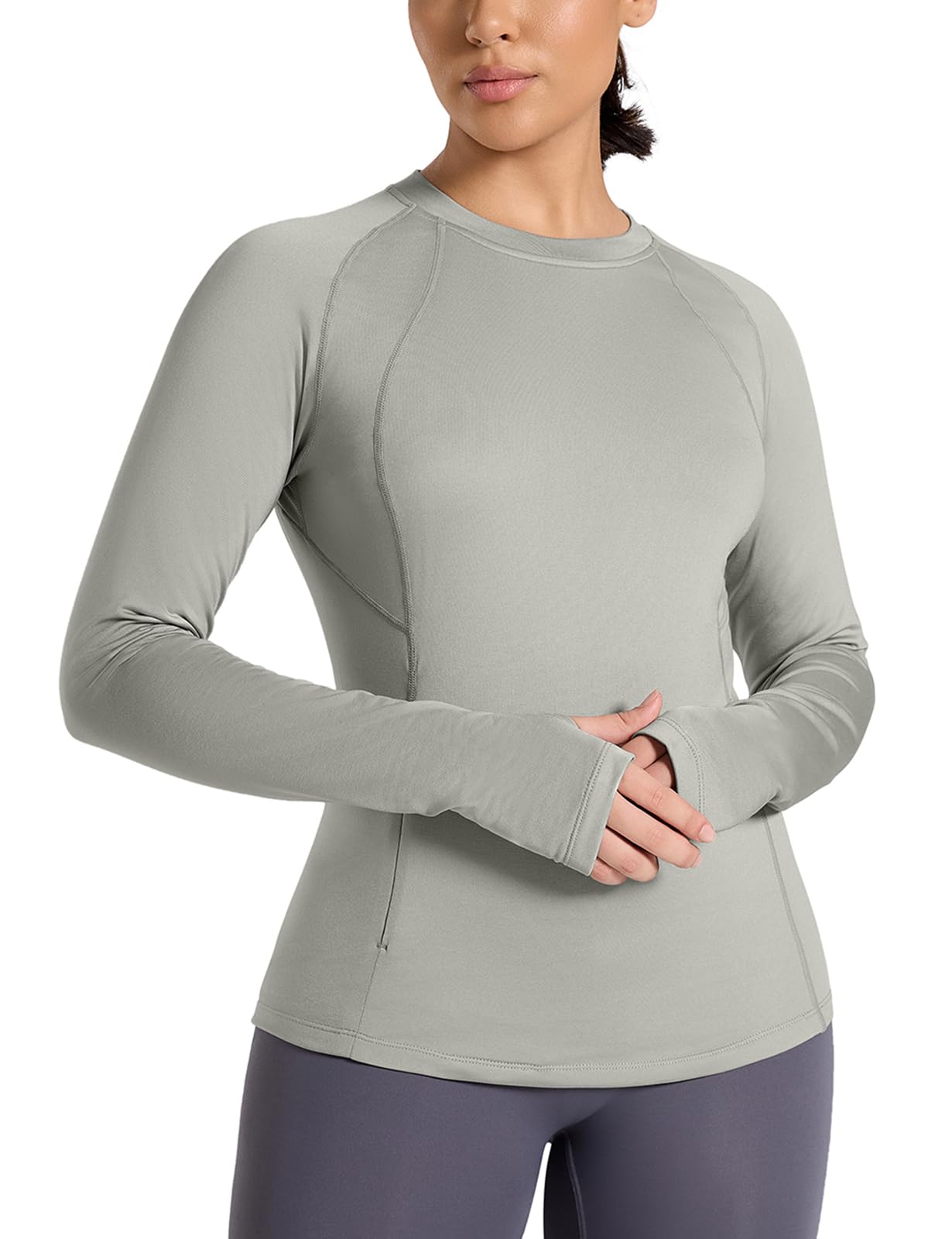 Camisa Térmica Seamaid Para Mulheres De Manga Comprida, Lã, Cinza M