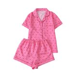 Conjunto De Pijama Feminino Sweatyrocks Com Estampa Fofa De Manga Curta