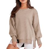 Moletom Eytino Plus Size Feminino De Tamanho Grande, Manga Comprida, Cinza