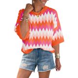 Suéter Feminino Saodimallsu, Colorido, Listrado, Laranja, Tricotado