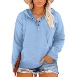 Blusas Com Capuz Eytino Femininas Plus Size, Gola De Botão 2x Azul