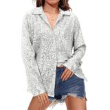 Blusa De Lantejoulas Zando Sparkly Party Para Mulheres Branca Tamanho L