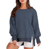 Moletom Feminino Eytino Plus Size De Tamanho Grande Com Gola Redonda Azul-petróleo 5x