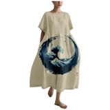 Vestido Casual Marsvovo Feminino Com Estampa Artística Japonesa De Algodão E Linho
