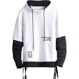 Moletom Masculino Com Capuz Moshtashio Colorblock, Casual, Branco, Tamanho L