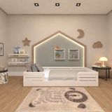 Cama Infantil Montessoriana Solteiro Lua Yescasa Branco