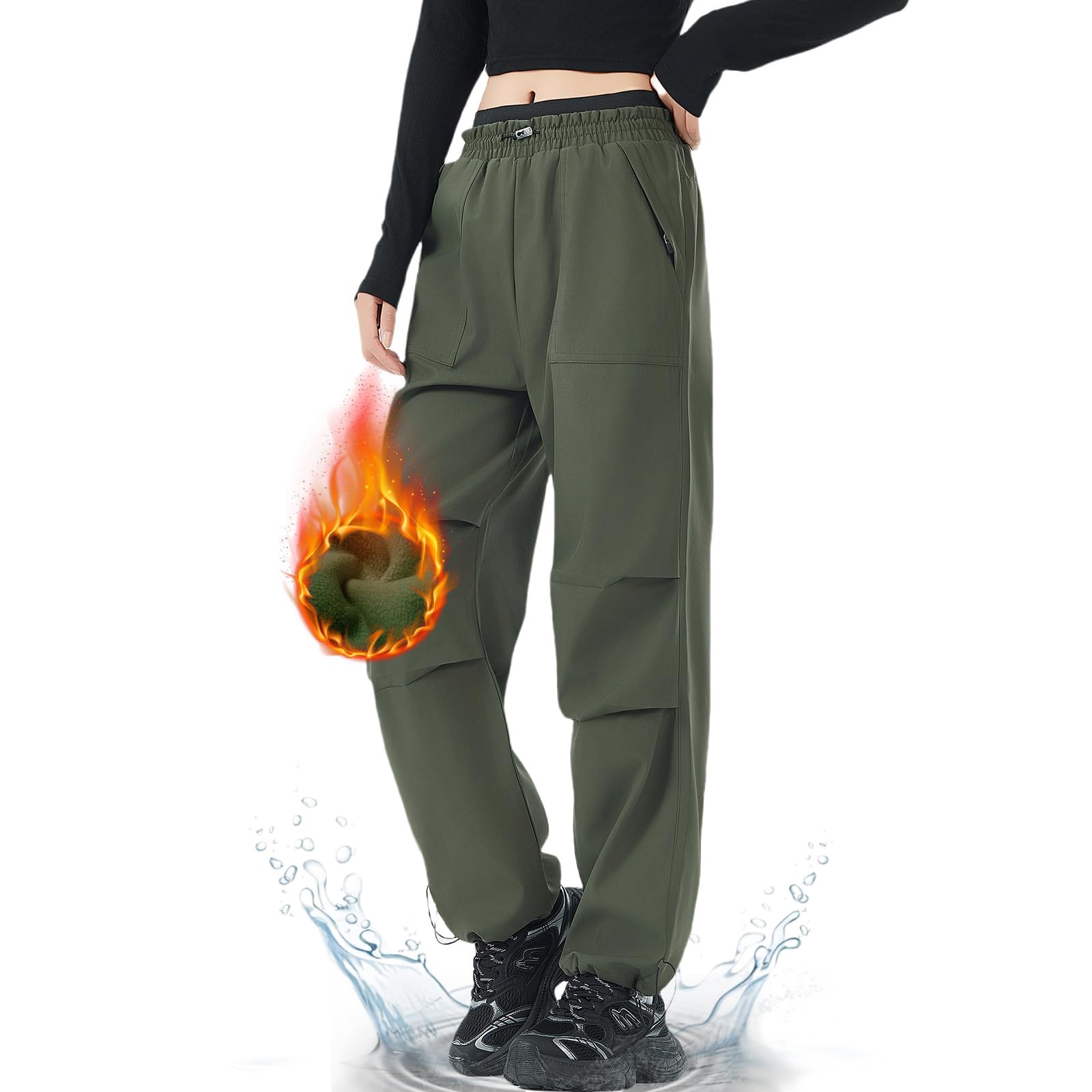 Calças De Neve Snowelve Kl-w301 Impermeáveis Para Mulheres, Verde Militar