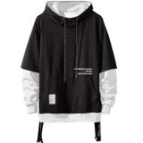Moletom Masculino Com Capuz Moshtashio Colorblock, Casual, 5gg, Preto E Branco