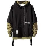 Moletom Com Capuz Moshtashio Colorblock, Casual Para Homens, Preto M
