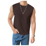 Colete De Suéter Verdusa Masculino Sem Mangas, Gola Redonda, Marrom Xxl