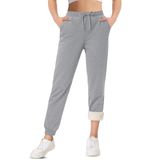 Calça De Moletom Feminina Tacvasen, Quente, Forrada Em Sherpa, 2gg, Cinza