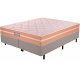 Cama Box Casal Queen Unique Strong Em Molas Ensacadas Individualmente Altura De 63 Cm Largura 158 Bege