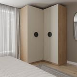 Guarda-roupa Modulado Joy 2 Peças Canto, Nicho Com 2 Gavetas Cabecasa Madeiramadeira Cinza Sereno/avena