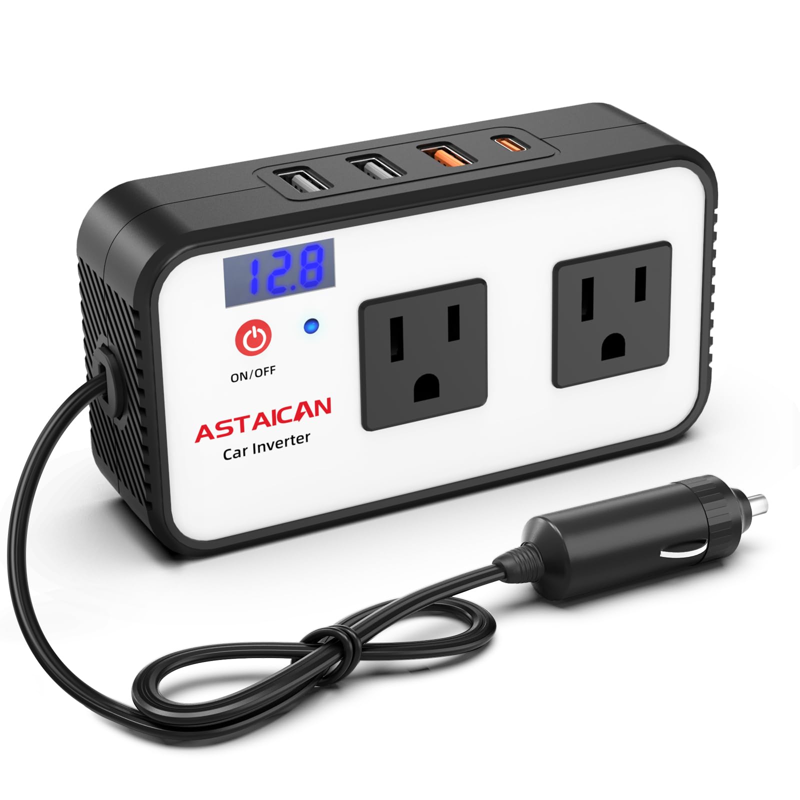 Inversor De Energia Para Carro Astaican 200w Dc 12v A 110v Ac Com Usb