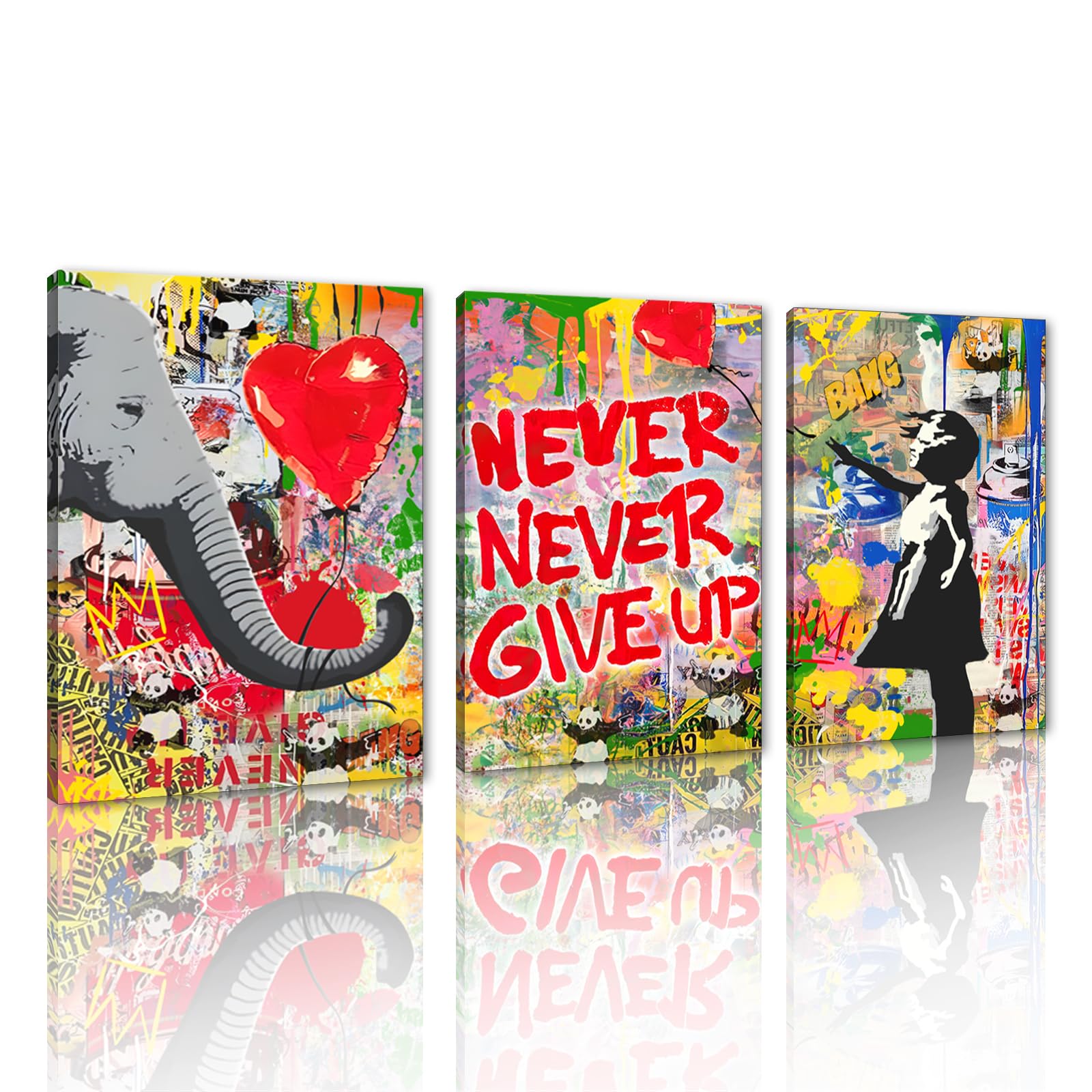 Decoração De Parede Em Tela Mamago Graffiti Banksy Girl Chasing Balloon