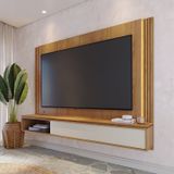 Painel Para Tv Até 75 Polegadas Com Led Ripado E 2 Portas Loa Freijó /off White