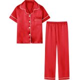 Conjunto De Pijamas Umeyda Satin Para Meninas De Manga Curta E Calças Vermelhas De 5 A 6 Anos