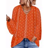 Blusa Feminina Eytino Plus Size Boho Floral Com Decote Em V 2x Vermelha