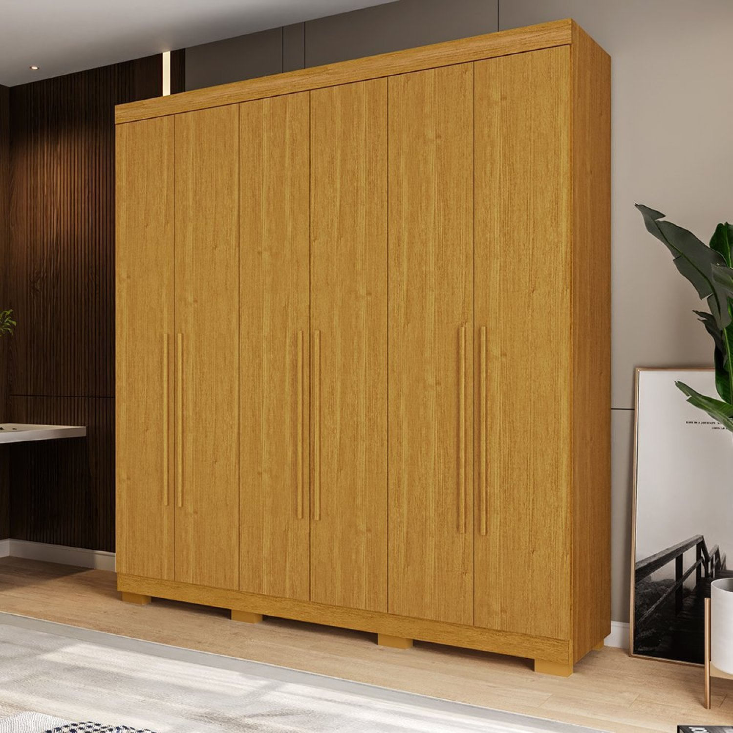 Guarda-roupa Casal 199cm 6 Portas Willow Espresso Móveis Cinamomo