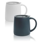 Caneca Linvia Classic 400 Ml De Porcelana Cerâmica Com Tampa, Conjunto De 2