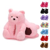 Chinelos Rovanchy Teddy Bear Pink Fluffy Winter Para Mulher